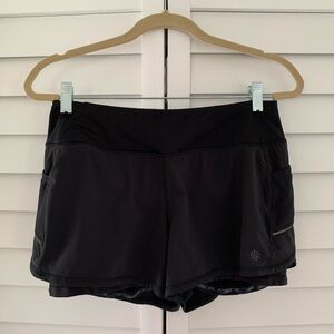 Athleta Running or Biking Shorts - Black, pockets, spandex, flexible waistband.